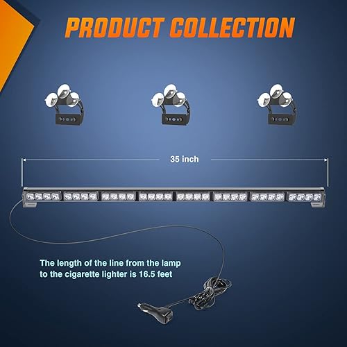 Miniatura 8 de Nilight Traffic Advisor - Barra de luz estroboscópica de emergencia de 35 pulgadas, 32 LED, 21 patrones de flash, luces direccionales de advertencia