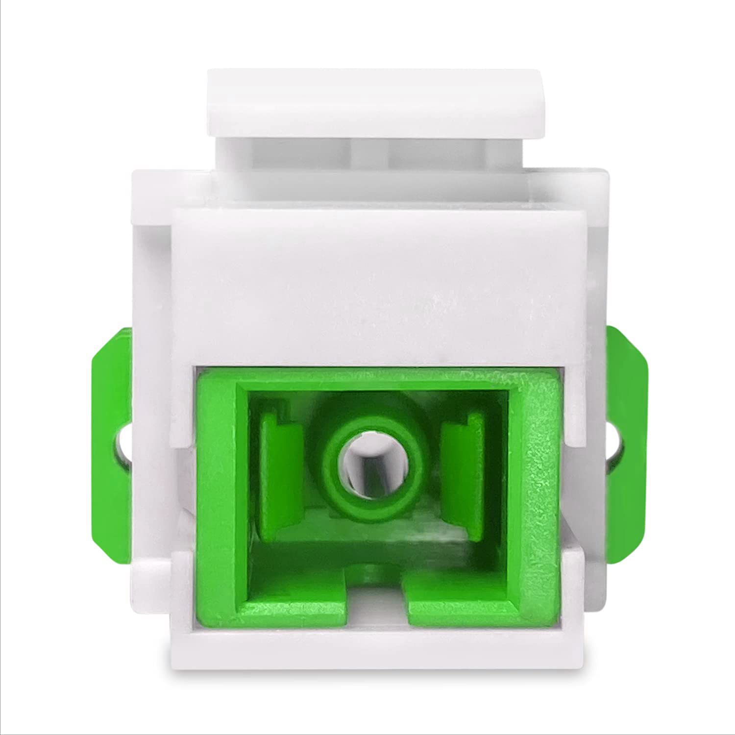 SC to SC Simplex Keystone Fiber Optic Coupler Insert for Wall Plates, Patch Panels, Surface Mount Boxes. (White SC APC) (Pack of 24)