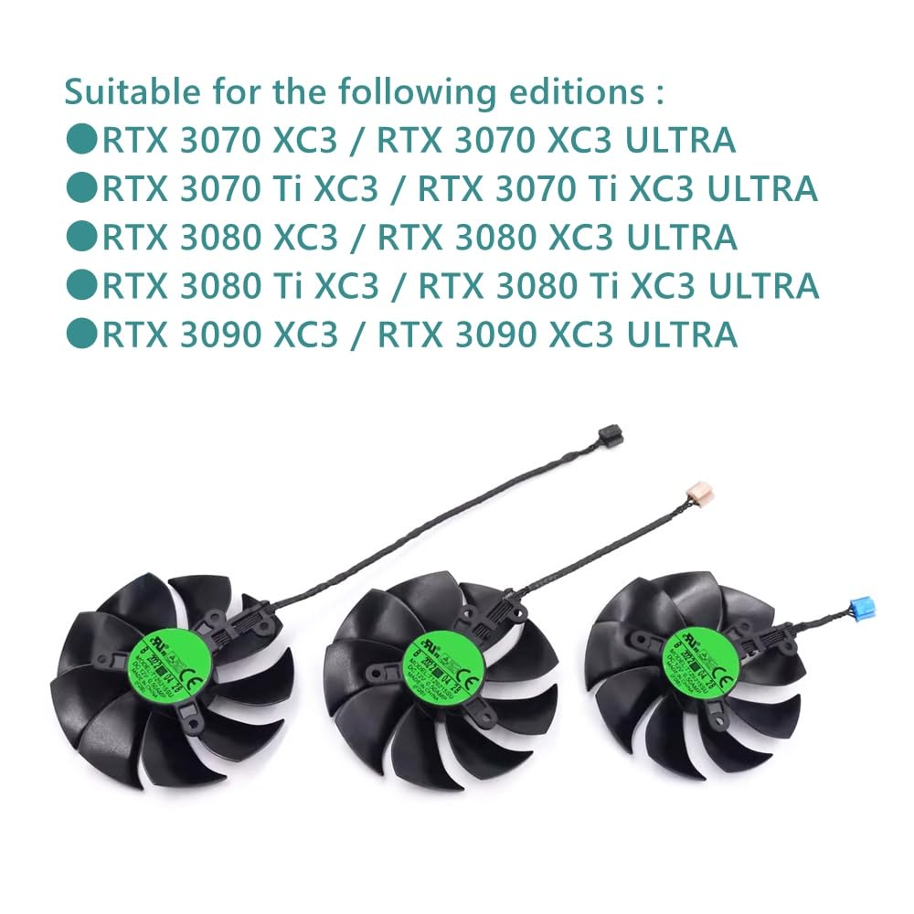 RAKSTORE Graphics Card Cooling Fan Replacement for EVGA RTX 3070 RTX3070Ti RTX 3080 RTX3080Ti RTX 3090 XC3 Quiet Cooler Fan
