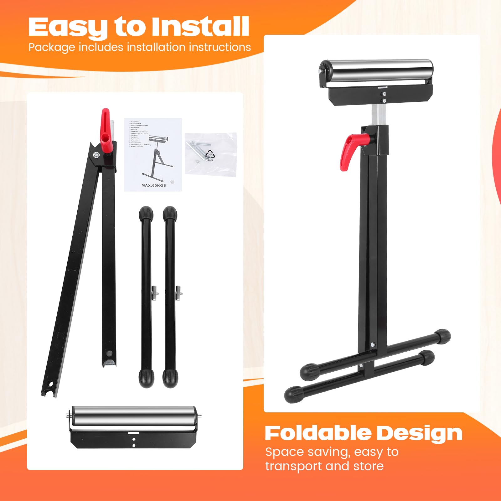 Tandefio 2 Pack Folding Table Legs Adjustable Height 14 Inch Wide - View #10