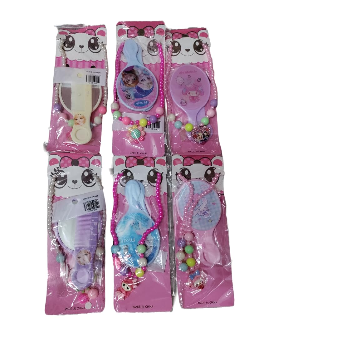 set of 6 mala set for 0-12 years kids girl include non precious pearl pendent Chain,Girls with a comp and 3D mirror birthday Gifts Girls(3 components available in each set)