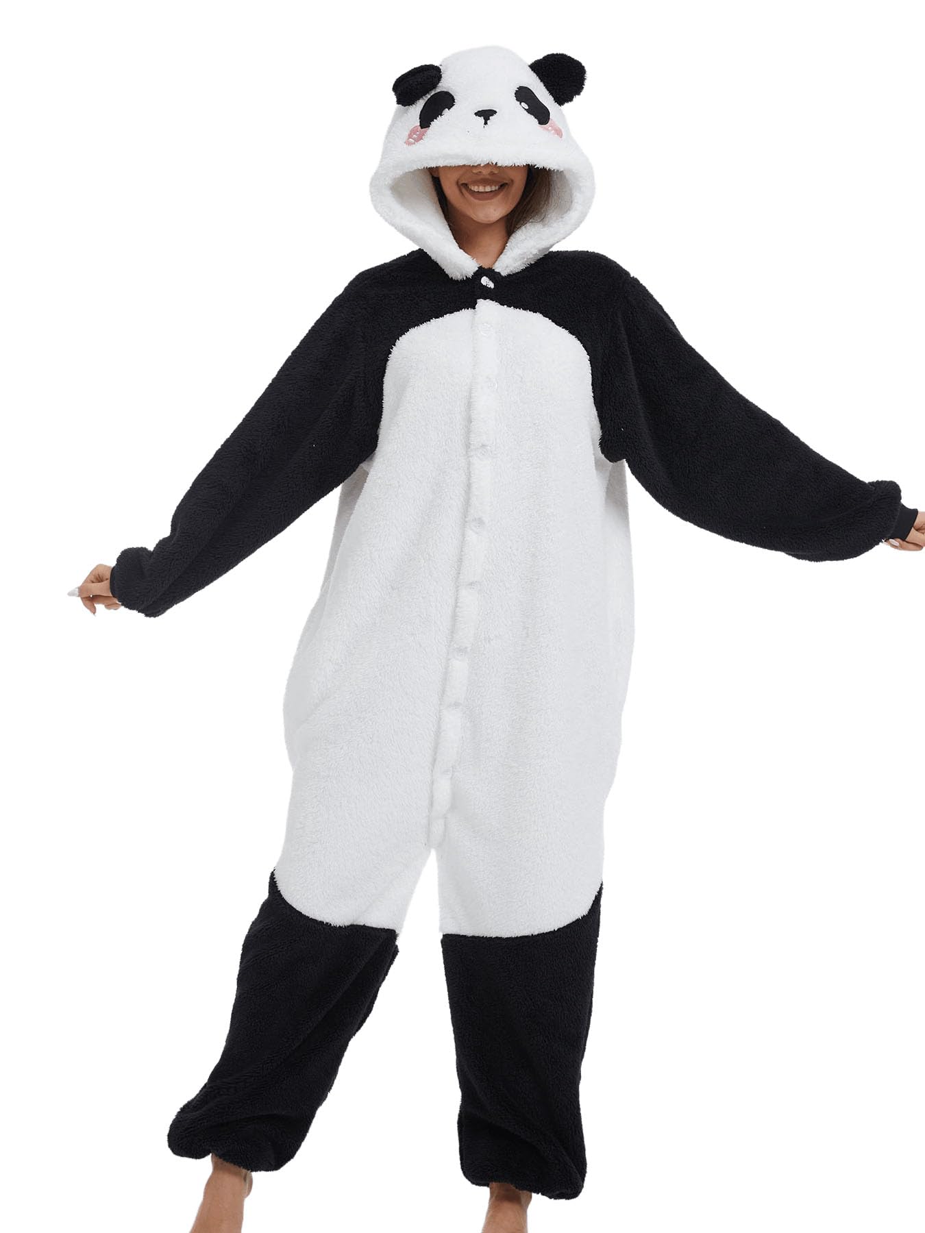 chuangminghangqi Einteiliger Schlafanzug Damen Lang Winter Einteiler Tierkostüm Erwachsene Kostüm Jumpsuit Damen Kuschelig Pyjama Fleece Onesie Kleidung Mit Kapuze