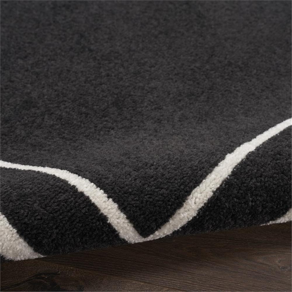 Pemberly Row 5' x 7' Black Ivory Fabric Contemporary Area Rug
