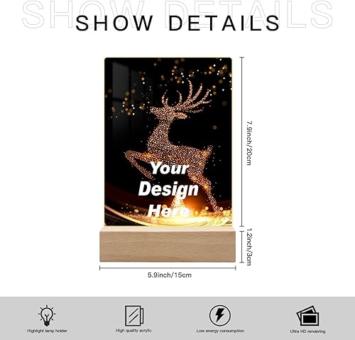 Miniatura 7 de Luz nocturna personalizada con foto Lámpara de noche personalizada Luz nocturna personalizada con texto de fotos