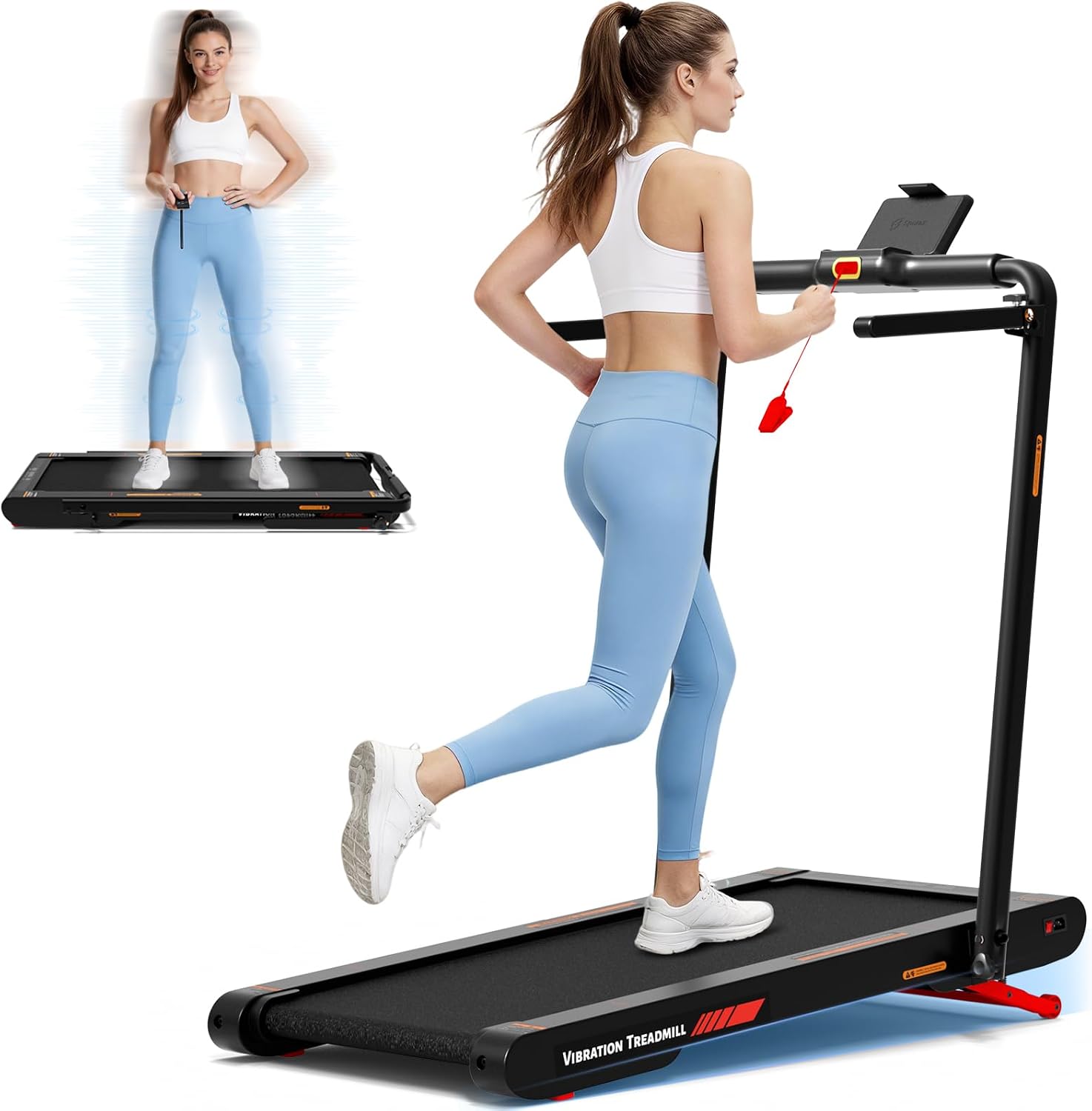 Freepi Foldable Walking Vibration Pad with Incline,7.5 MPH Treadmill with Remote Control and APP,3.0HP Servo Motor Treadmills for Home and Office