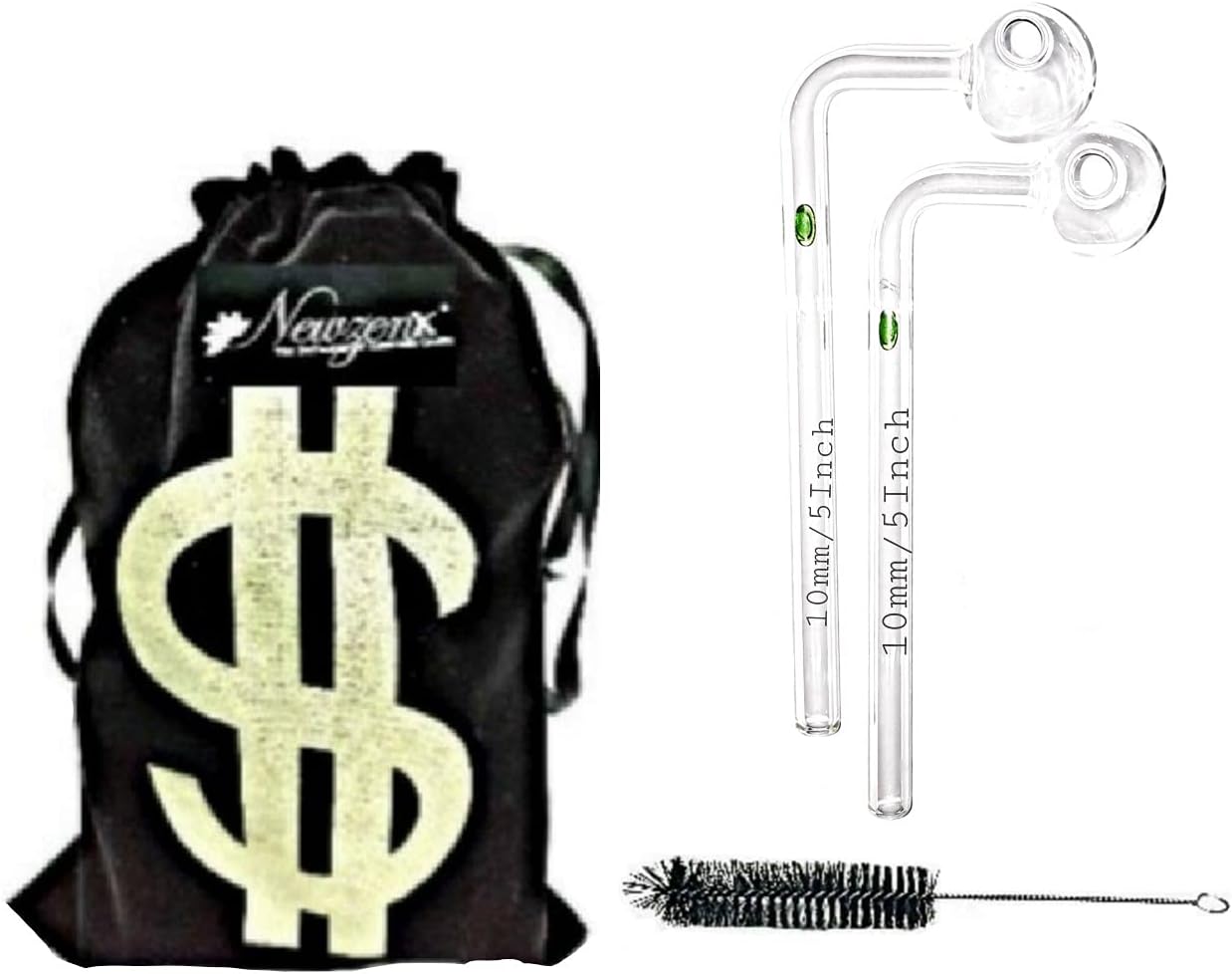 Glass Oil Burner Pipe 6 Inch Bubbler with Velvet Pouch and Pipe Cleaner