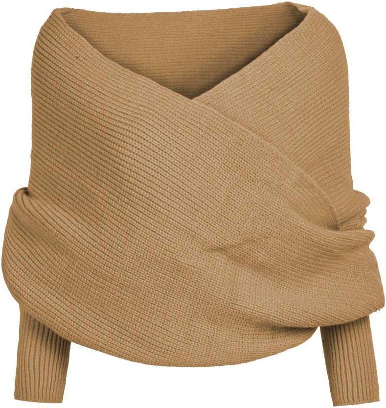 KAOBIO Women's Winter Sweater Scarf with Sleeves - Knitted Multi-Use Wrap Shawl Cape for Fall Snowfall Warmth
