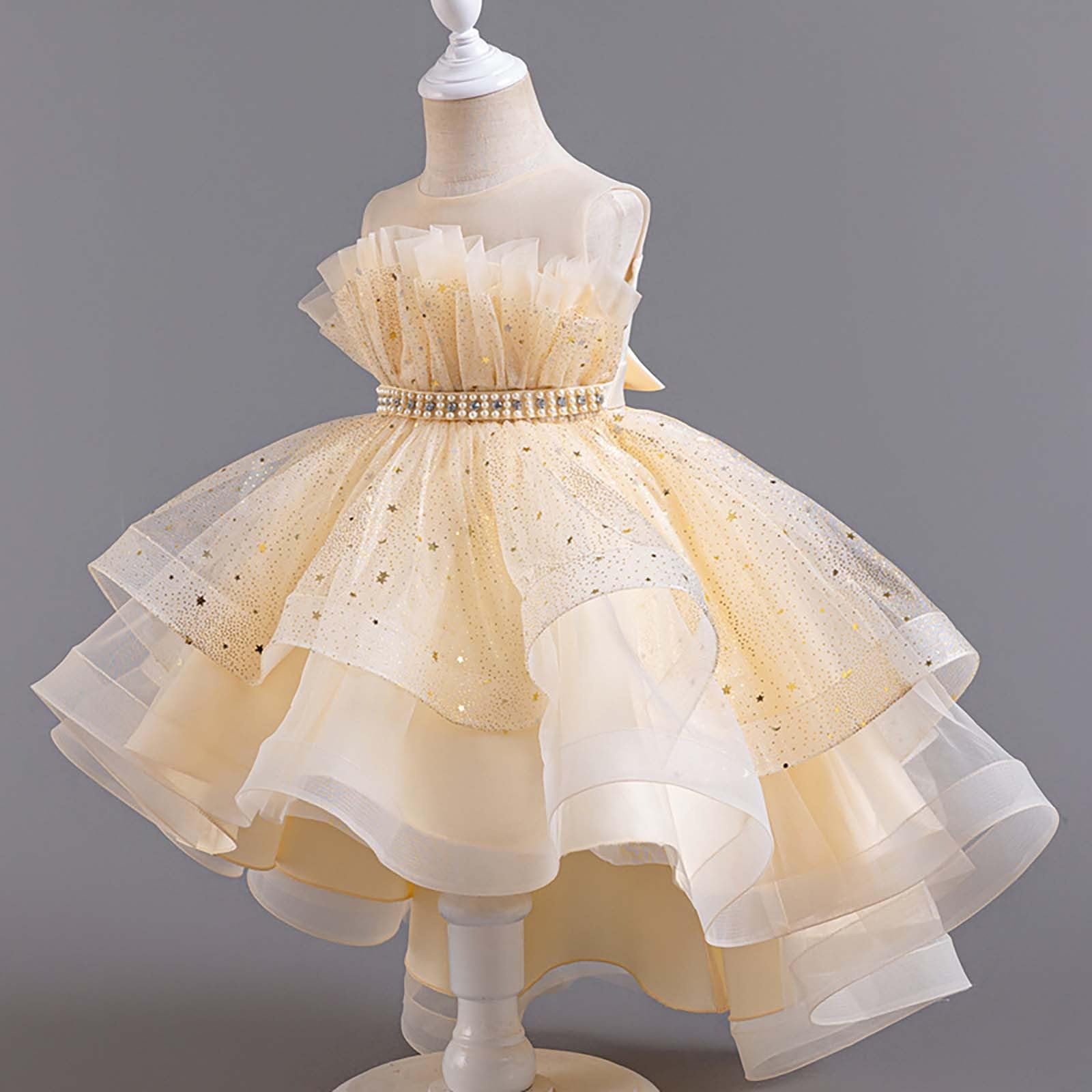 Prinzessinnen Kostüm Mädchen, Festliches Mädchenkleid mit Schleppe für Bühnenauftritte besondere Anlässe als Elegante Prinzessin