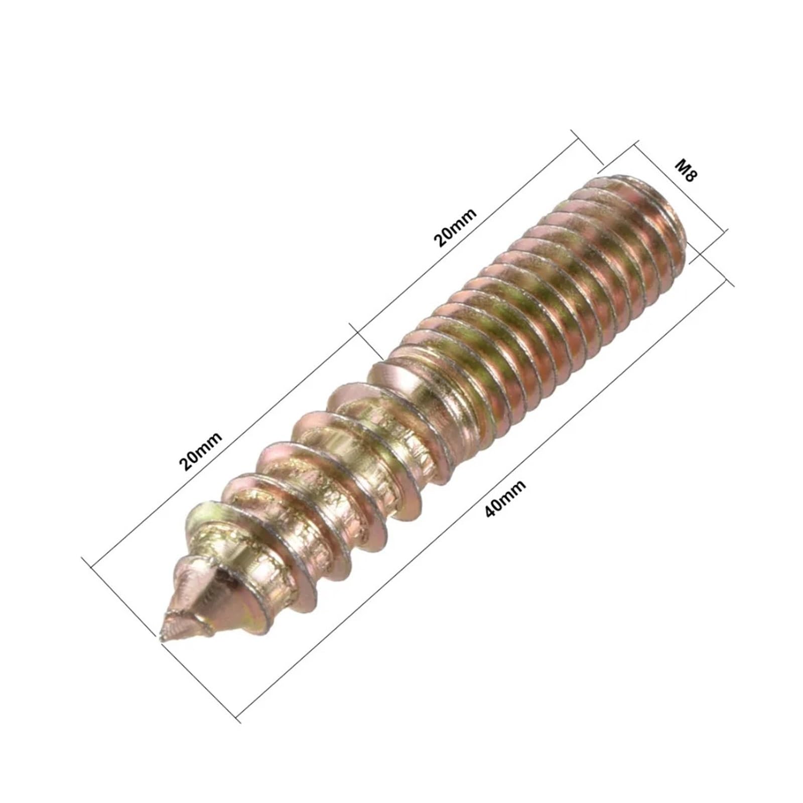 Tornillos Tornillos autorroscantes Tornillo de ace 10 tornillos autorroscantes de doble cabeza for colgar, rosca M8 M6, de acero al carbono, de doble extremo, de 30 mm, 40 mm, 50 mm y 60 mm for mueble