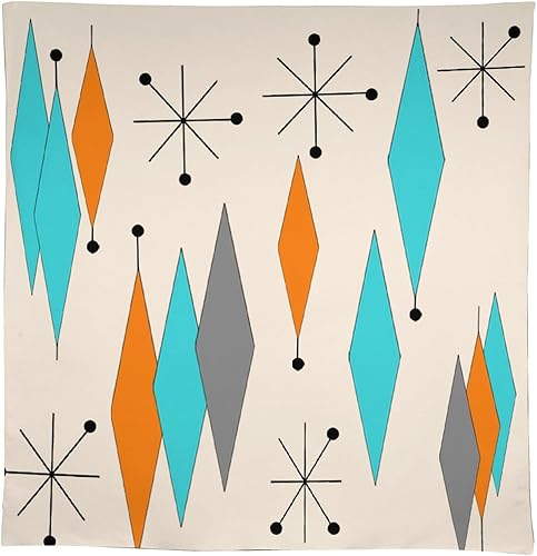 Miniatura 1124 de Mantel floral hippie, diseño retro de los años 70, naranja, rosa, azul, floral, bohemio, estampado estético de margaritas, para fiesta, picnic