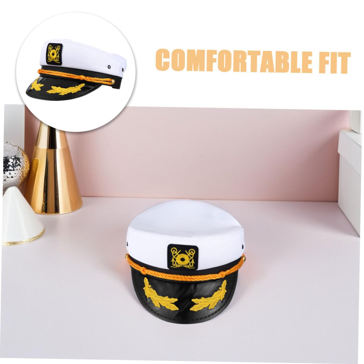4pezzi Cappello Capitano Regolabile in Poliestere Ricamo Adatto Feste in e Yacht Per Tutte Dimensioni Della