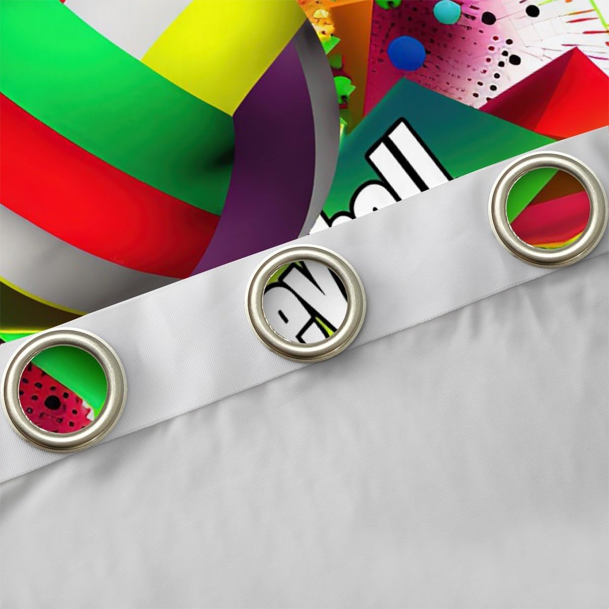 Volleyball Kids Blackout Curtains,Ball Sports Games Competition Fashion Window Drapes for Boys Girls Adults,Geometric Dots Graffiti Colorful Window Treatments Grommet Top 2 Panel Set,38Wx45L inch