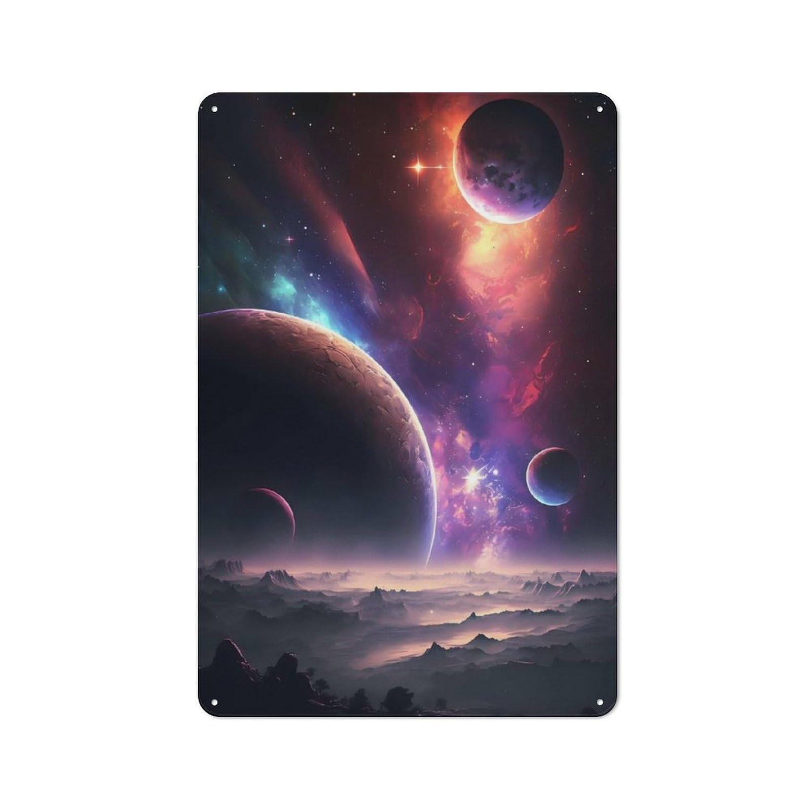 Vintage Space Fantasy Landscape Metal Gift Sign 30x20cm, Novelty Wall Art for Hallway, Home Bar, Garage Or Study