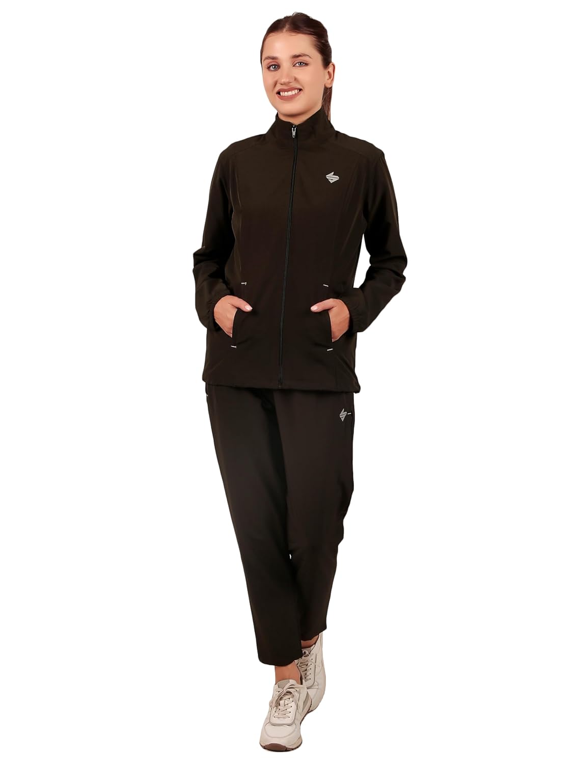 John Ally Women’s sports tracksuit for winters with both side zipper pockets and inside mesh/net is ideal for gym, running, yoga, training, and casual wear.
