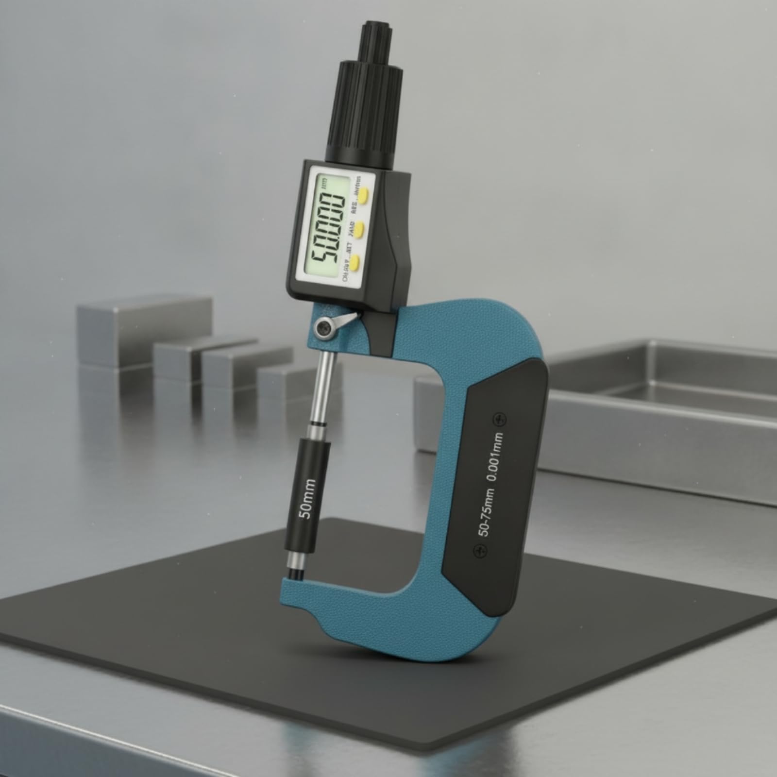 Micromètre avec Écran Écran à Cristaux Digital Micromètre Numérique Réglage Fin Outil Mesure pour Mécaniciens, 75-100 Mm