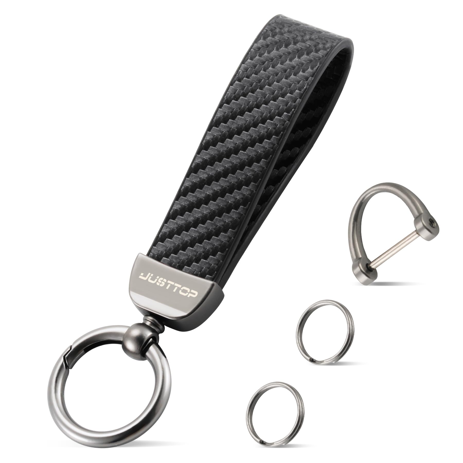 Amazon.com: JUSTTOP Leather Keychain, Carbon Fiber Car Key Chain