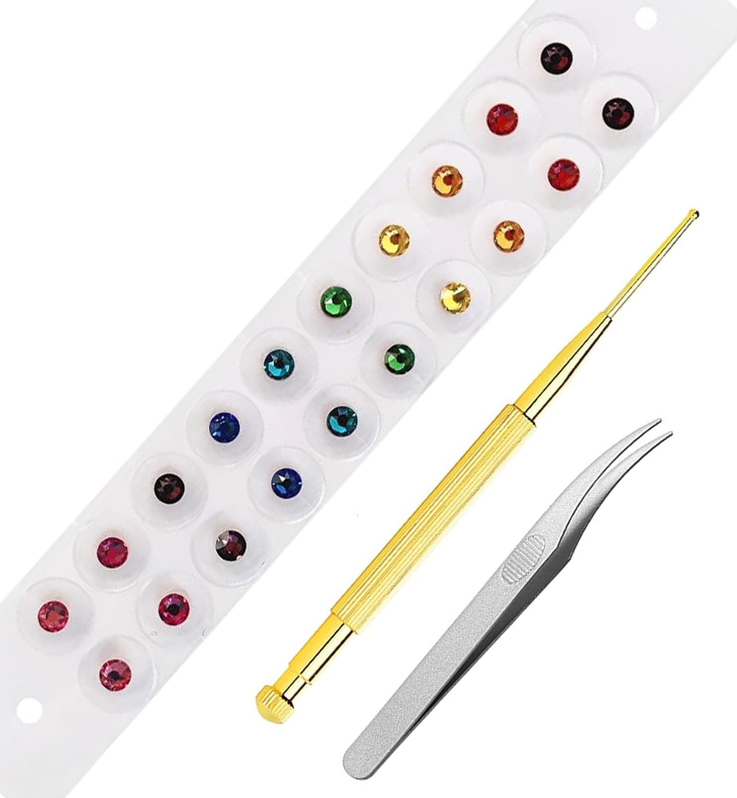 Ear Seeds Acupuncture Kit with Stainless Steel Manual Acupuncture Pen and Points Chart Guide for Beginners Relief Facial Tools (Color 20pcs)