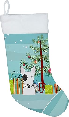 Miniatura 7 de Caroline's Treasures BB1599CS Árbol de Navidad y Bulldog Francés, medias colgantes para chimenea, decoración de fiesta de Navidad, decoración de