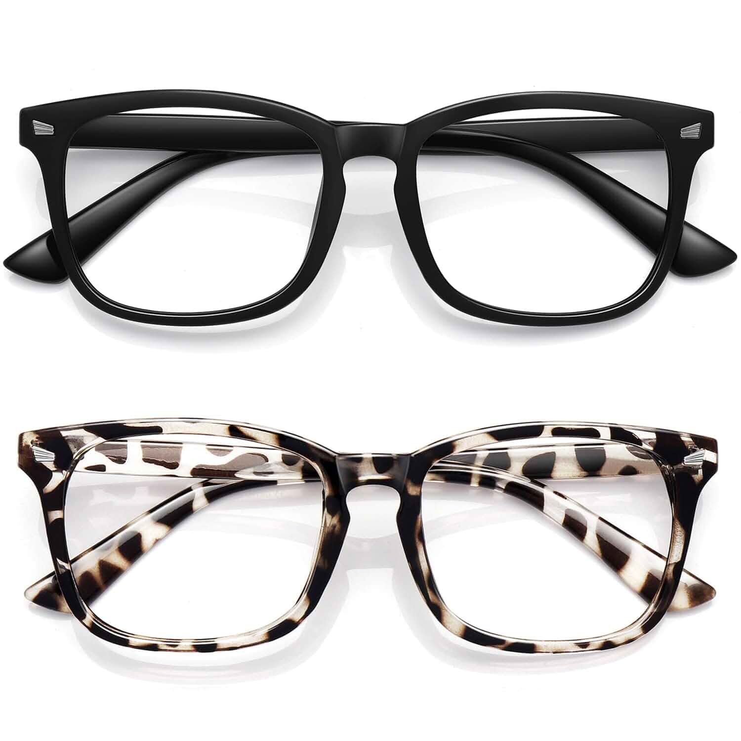 WOWSUN Unisex Stylish Nerd Non-prescription Glasses, Clear Lens Eyeglasses Frames, Fake Glasses