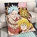QTRT Les Sept péchés capitaux - Meliodas et Ban 3D imprimés Blanket Cartoon Anime Characters Doux en Peluche Flanelle Couverture Quilt Anime Fans Otaku Literie Cadeau