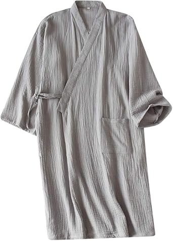 Sleepskirt Kimono Men's Pyjamas Spring Summer Autumn Pyjamas Cotton Soft Cosy Long Sleeves Sleepwear Modern Sleep Shirt Casual Dressing Gown Sleep Shirt for Bath Sleeping at Home