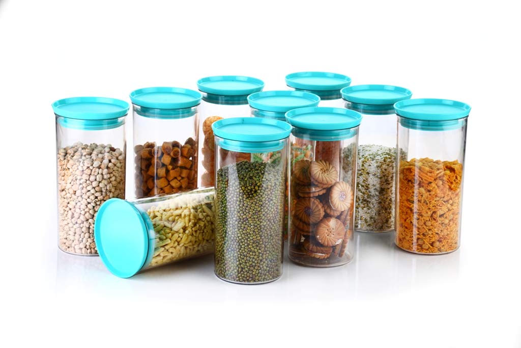YouBee® Air Tight Kitchen Storage Container for Rice | Dal | Atta, BPA-Free, Flour | Cereals | Snacks | Stackable | Modular, Round, 1400 Ml Set 10 (Blue) (B08JKG5V7Y) Amazon Price History, Amazon Price Tracker