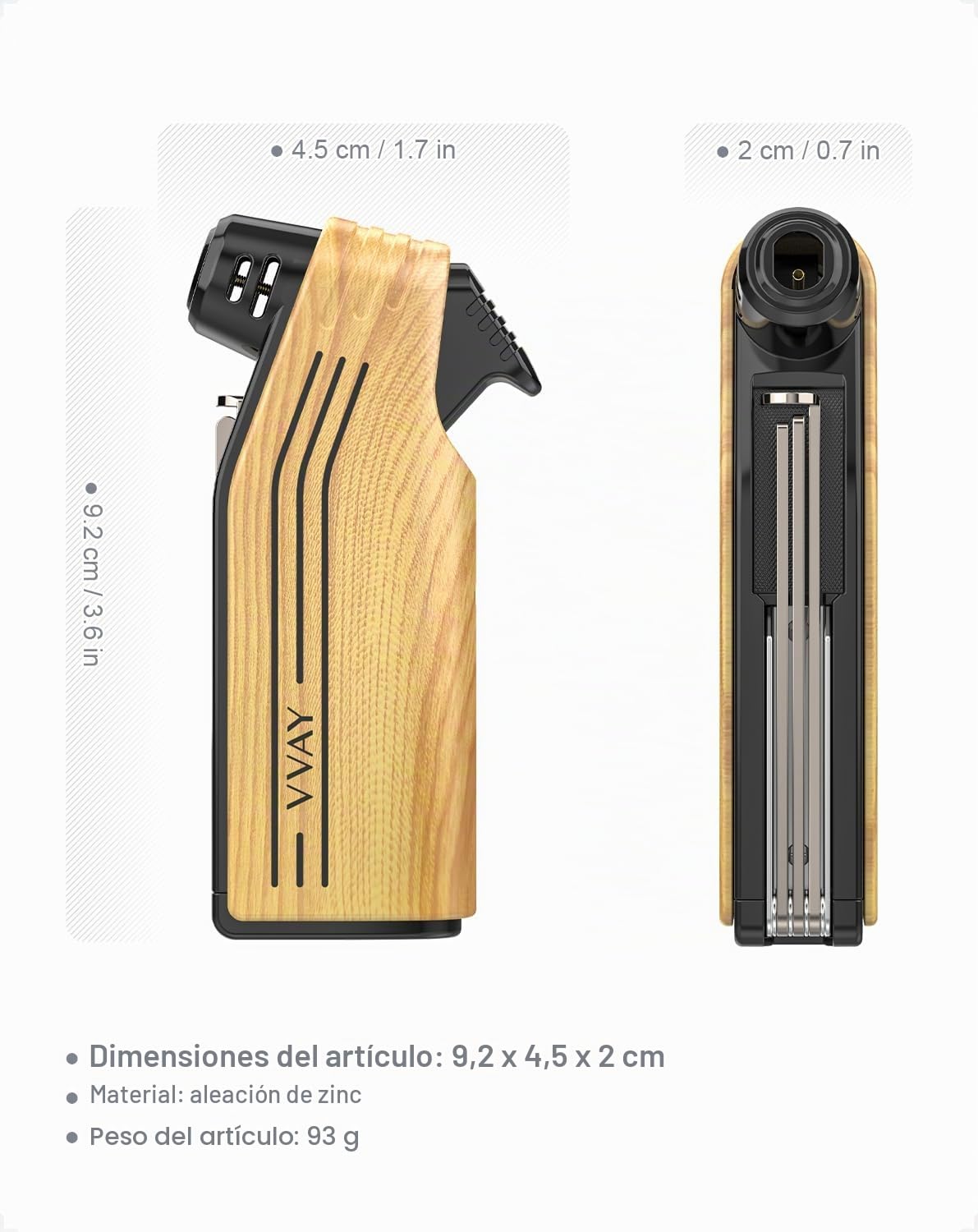 VVAY Mechero para Pipa con Llama Lateral, Gas Recargable – Sin Gas Butano Incluido