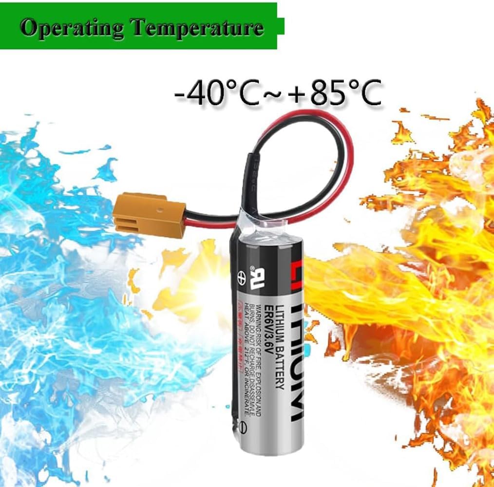 5-Pack ER6V/3.6V Lithium Battery for ER6VC119A/ER6VC119B M64 System, ER6V 3.6V 2400mAh Battery with Brown Plug