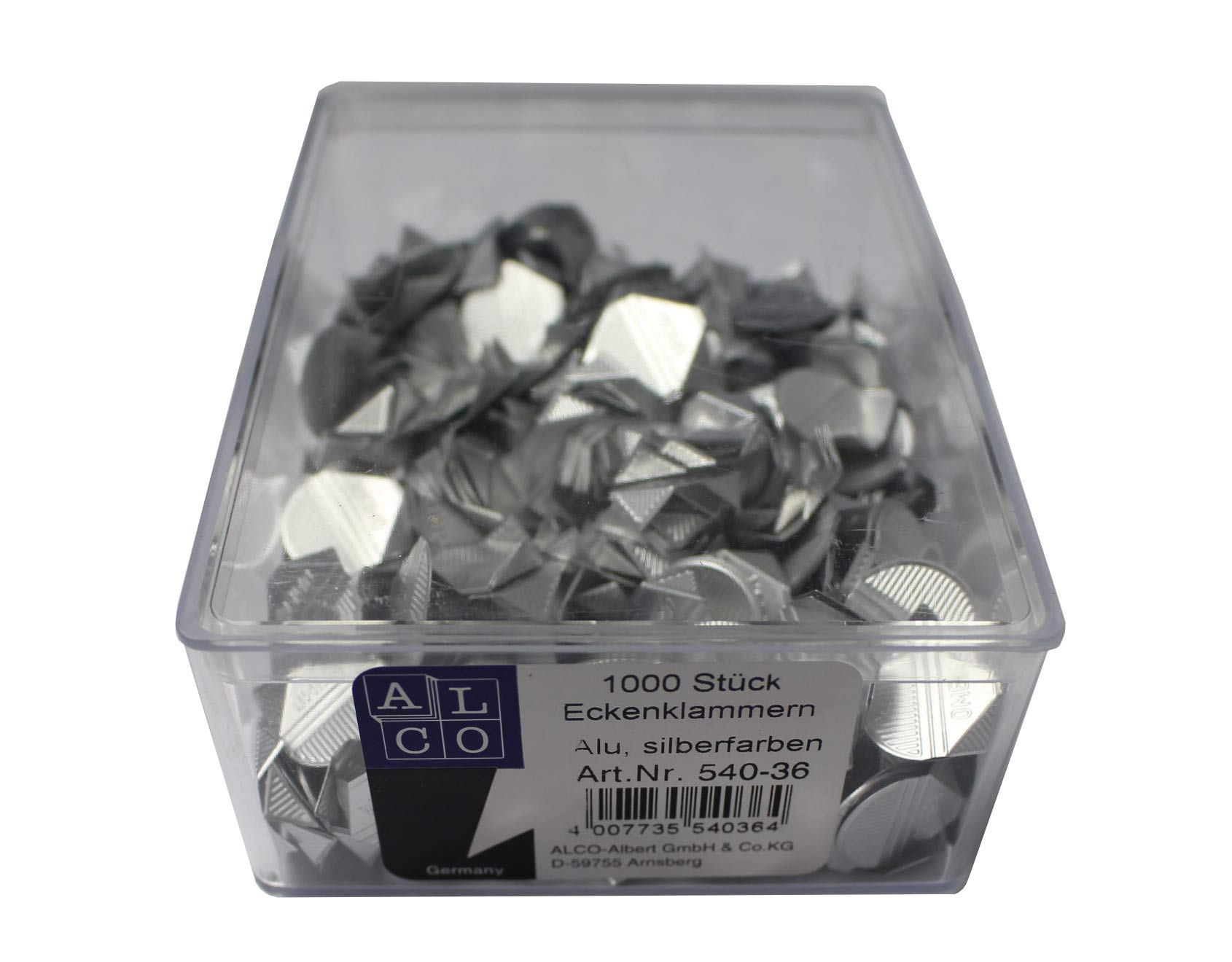 ALCO-Albert - Morsetti angolari in alluminio argento, 1000 pezzi | Laccato argento