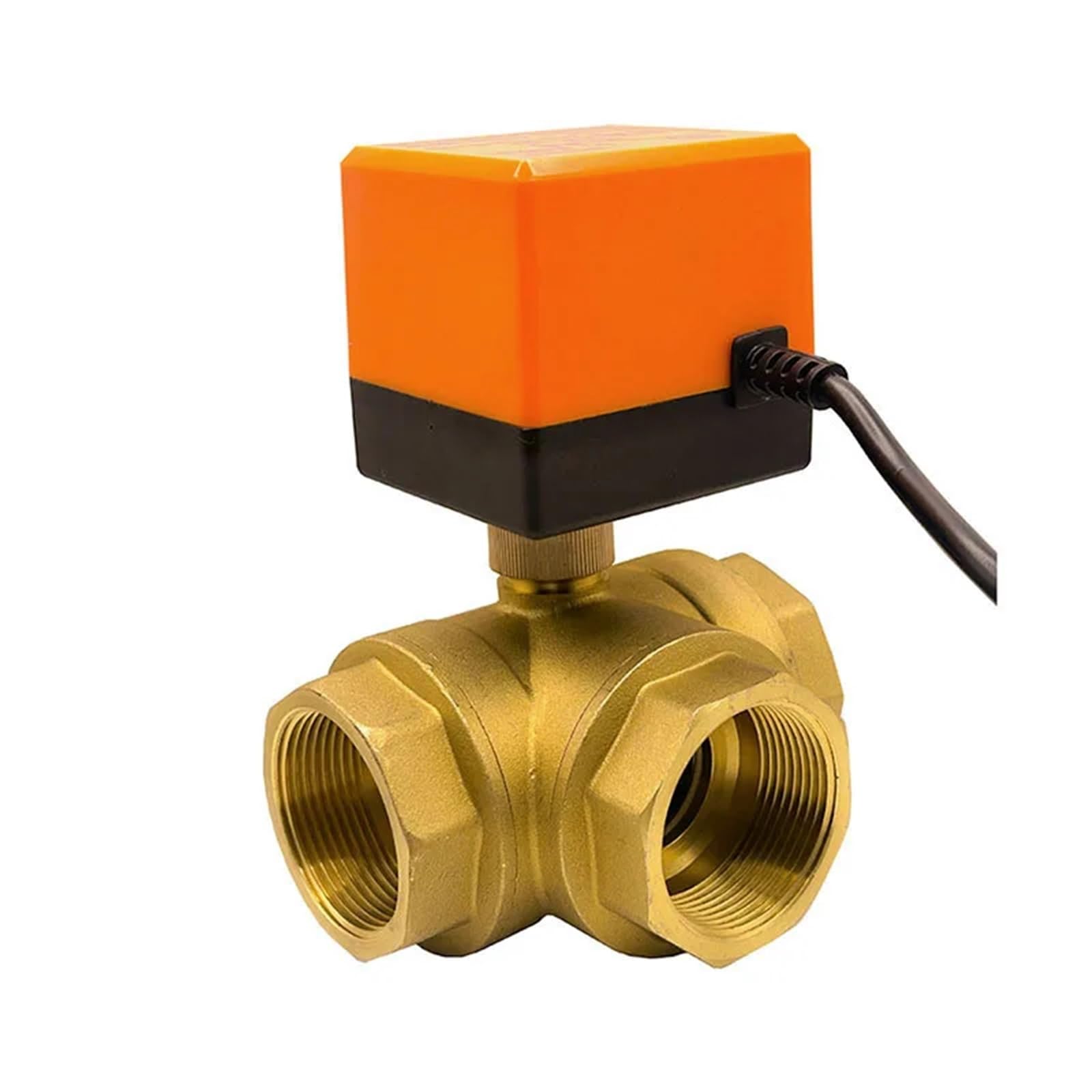 KKCZOFMJ 1-1/2" 3-Way Motorized Ball Valve DN15 Threee-Wire Two Point Control Brass Electric Ball Valve 220V 12V 24V(24VDC)