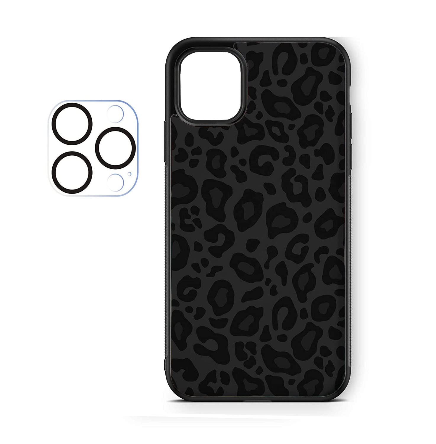 XUNQIANCompatible for iPhone 14 Pro Max (2022) 6.7” Case, Black Leopard Cheetah Animal Skin Print Art Thin Soft Black TPU +Tempered Mirror Protective Case (for iPhone 14 Pro Max)