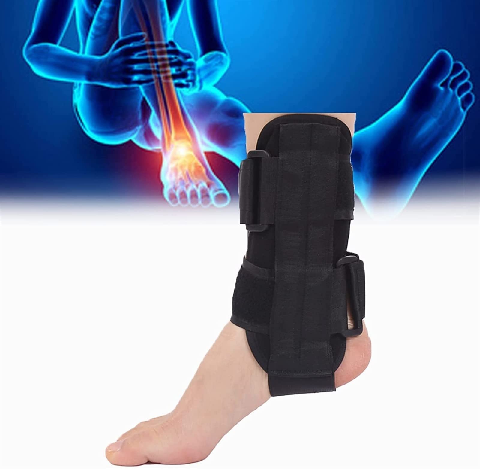 WDSOPK Foot Fracture Support, Ankle Brace Protector, Foot Stabilizer Orthosis, Adjustable Foot Support Brace with Stabilizer Straps for Surgical Foot (XL)