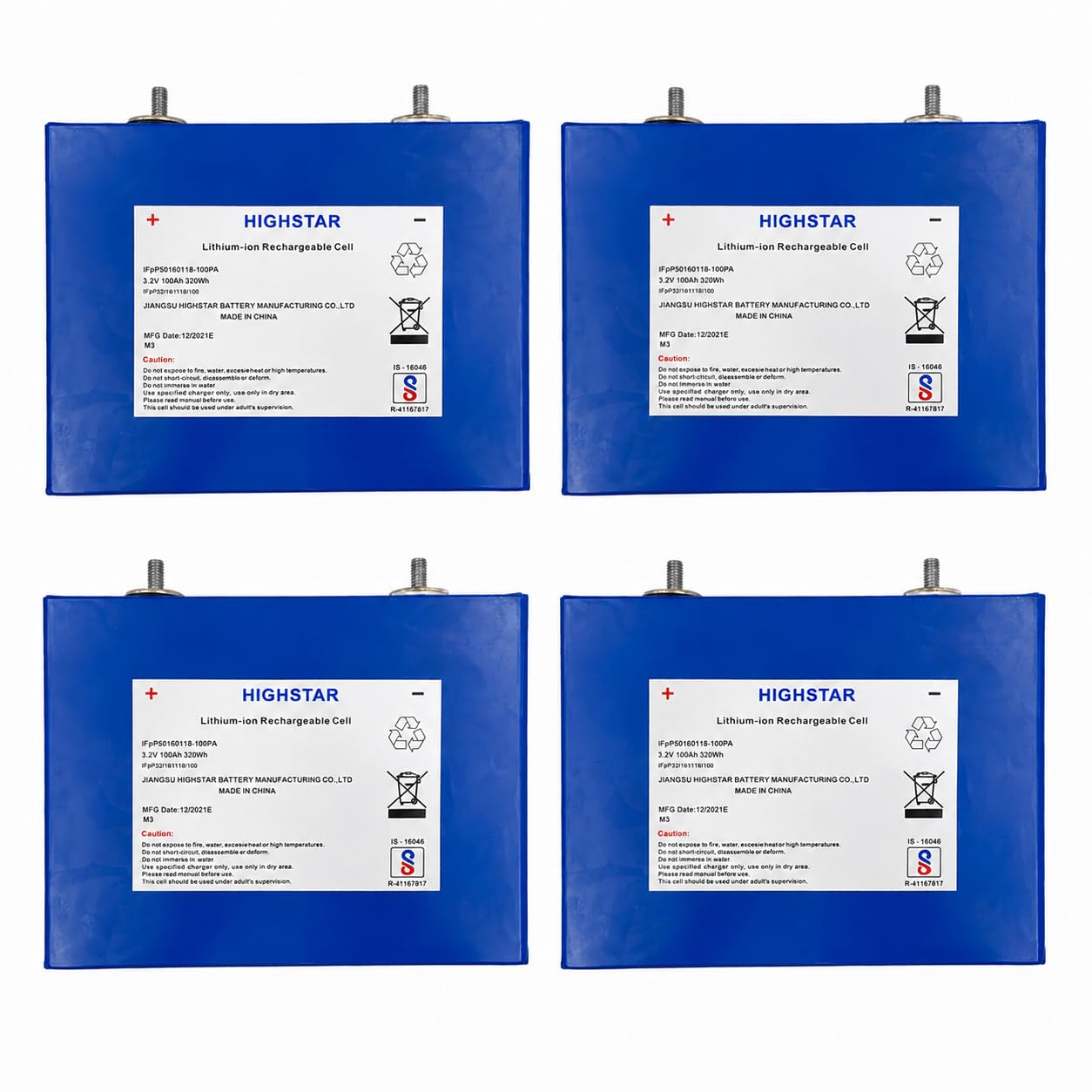 (Pack of 4) Highstar 3.2V 100Ah LiFePO4 Prismatic Battery Cell | Grade A Rechargeable Lithium Iron Phosphate Battery for Solar, EV, RV, UPS & Energy Storage-image-18