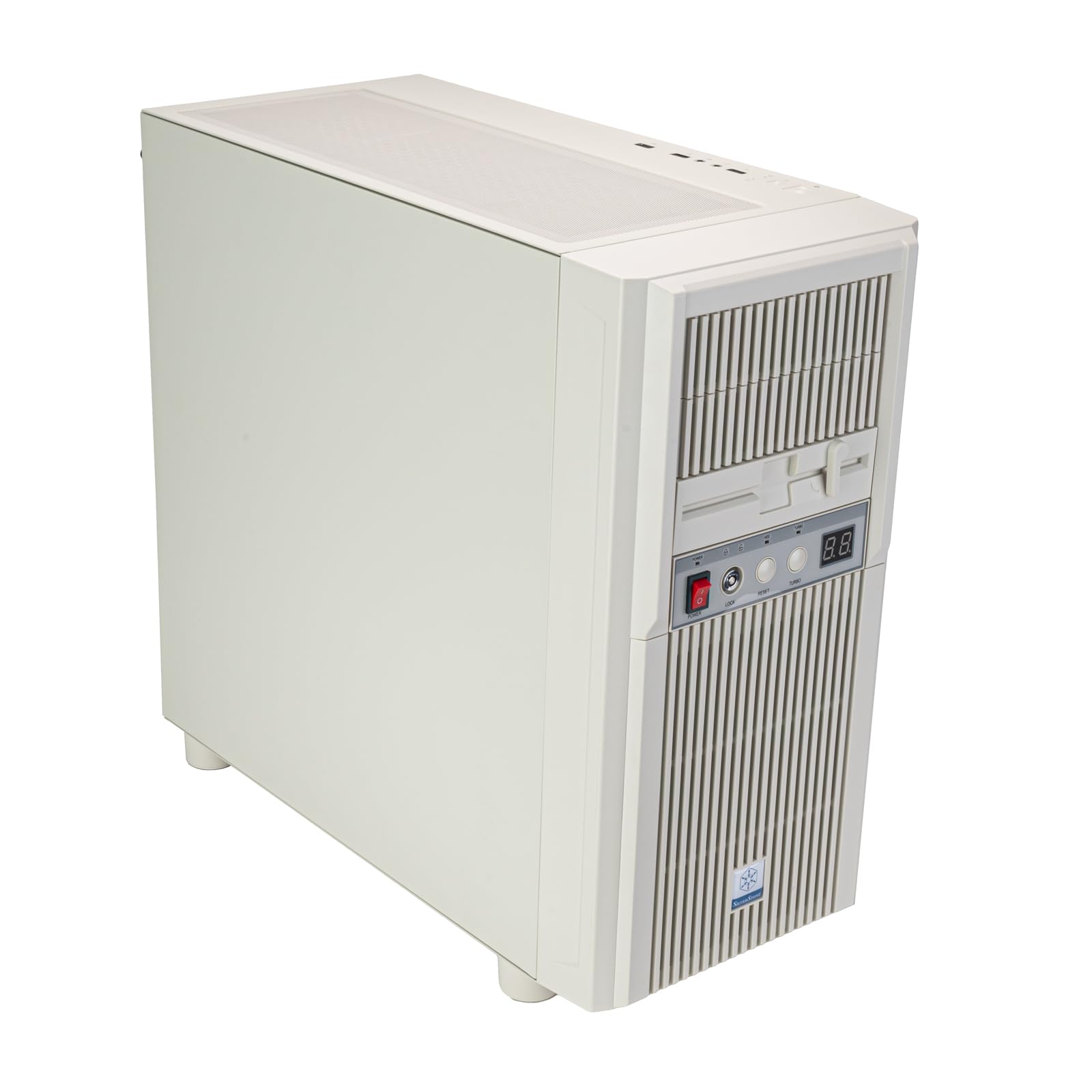 SilverStone FLP03 - Retro-inspiriertes M-ATX Gehäuse mit Unterstützung für vielseitige Speicherlösungen High-End-GPUs und effiziente Kühlung, SST-FLP03W