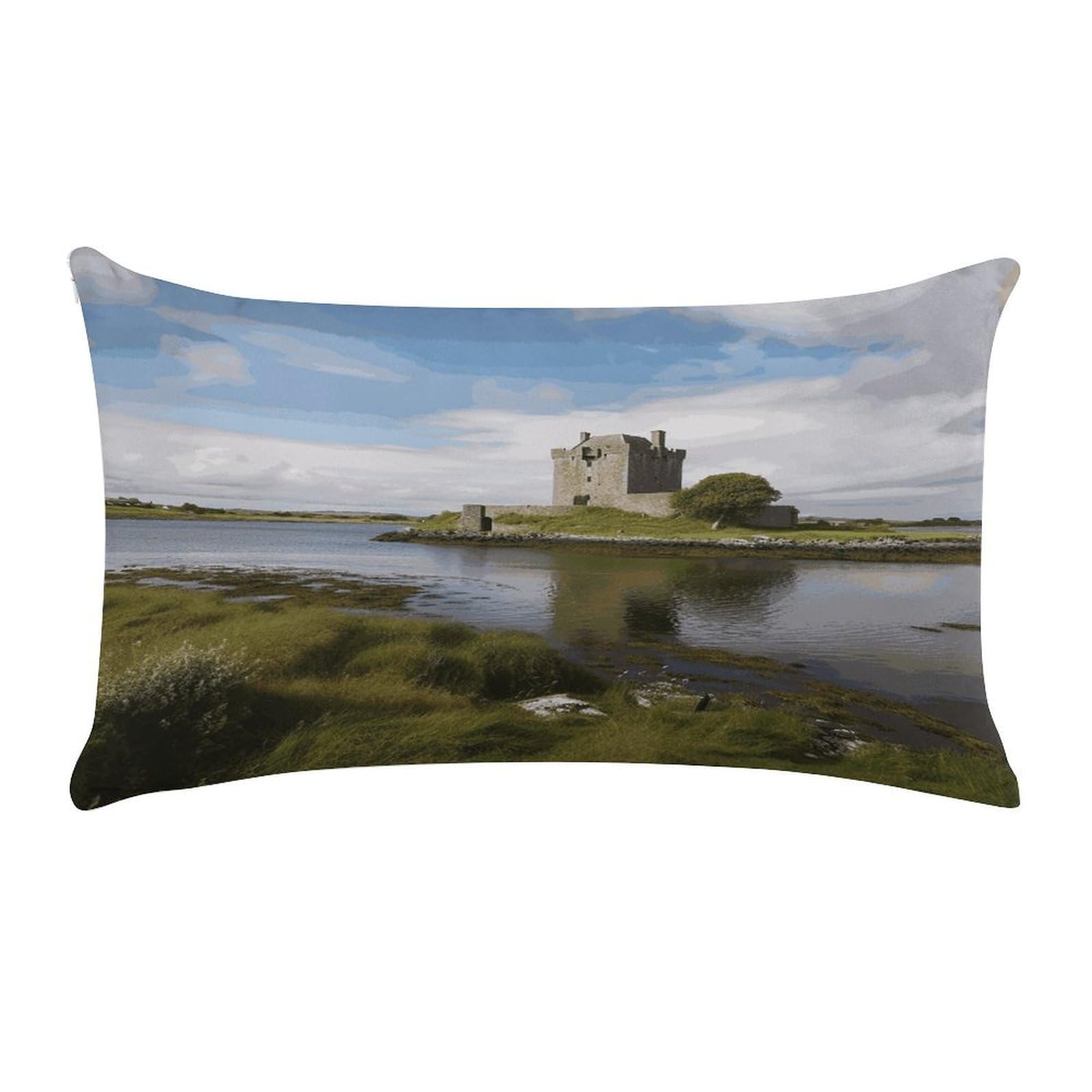 LDGSUPH View of The Dunguaire Castle Throw Pillow Cover with Zipper Long Throw Pillow Case Anti-Fading Pillow Protector Super Soft Decorative Cushion Case Exquisite Plush Pillowcase12 X 20 in