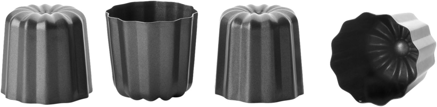 Canele Mould Set Moka 6 cm 4 Pieces, rolled steel plate, Black, 6 x 6 x 5 cm