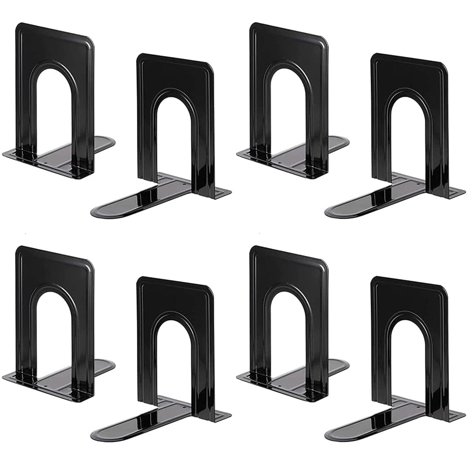 Bolivia's Heavy Duty Bookends, 8 Pieces Anti-slip Book Stopper Supports for Books, Rustproof Book Ends Supports Shelves, Decorative Metal Book Ends for Decorating Home, Office, School, Library