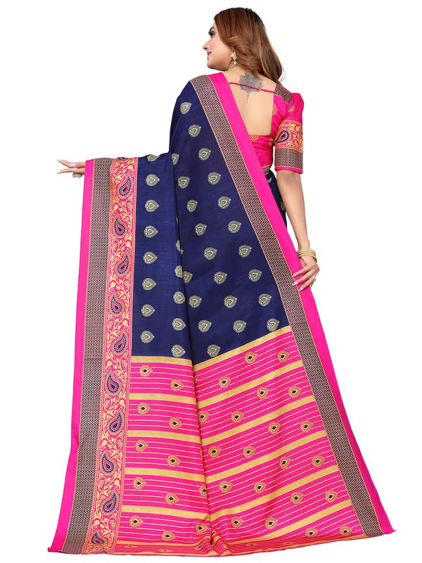Image of SIRIL Women's Poly Silk Printed Saree With Blouse