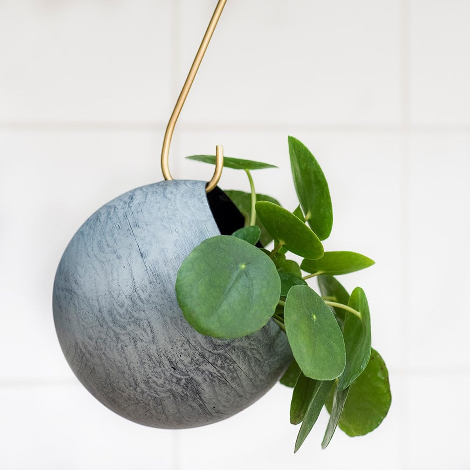 Crocus Grey Collection 13Cm Hanging Planter Metal Zinc Galvanised Sphere For Trailing Foliage Plants