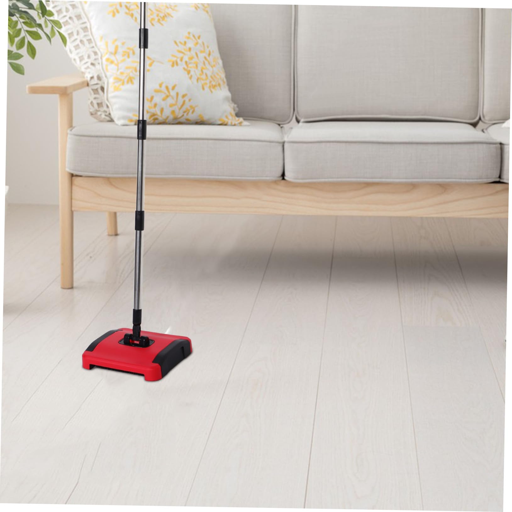 Zerodeko Balayeuse Manuelle Conception Poussée Pratique avec Brosses Rotatives pour Tapis et Bac à Poussière en Pp et Acier Inoxydable, pour Nettoyage Domestique