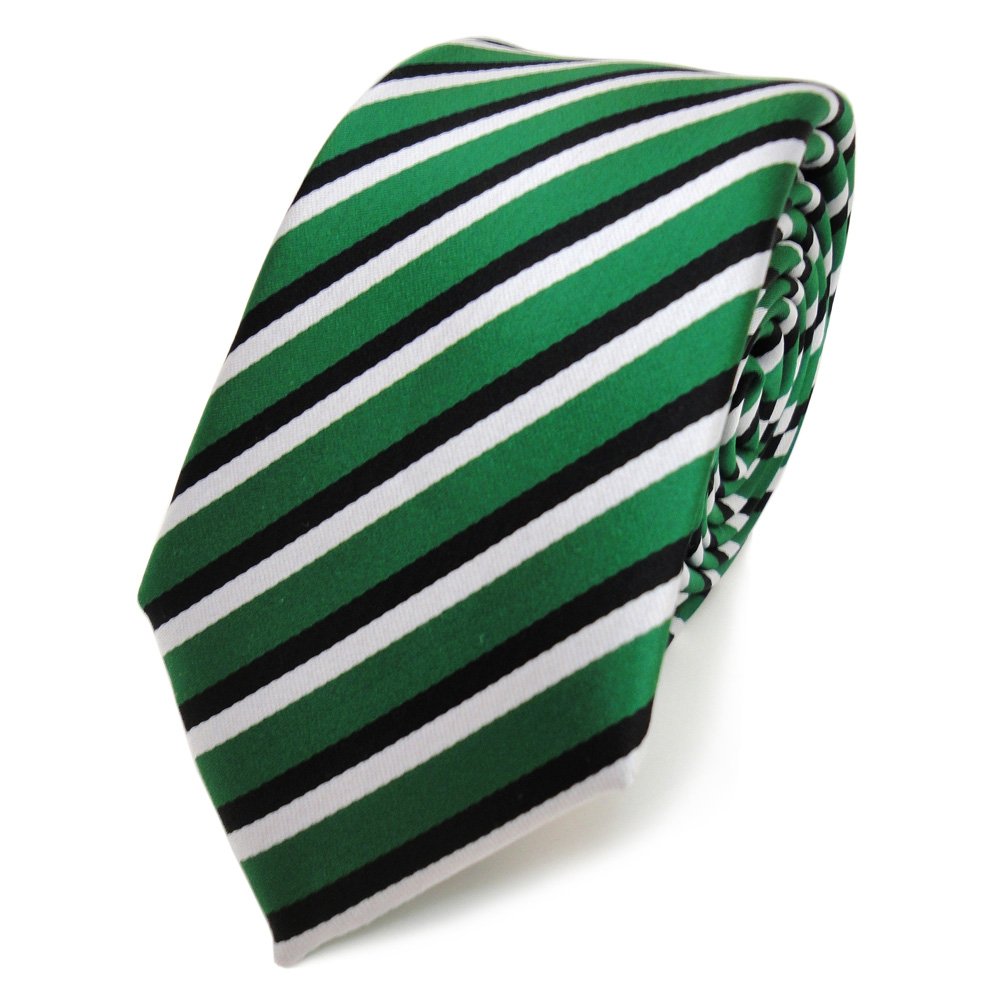 TigerTie narrow Designer tie necktie - green signal-green black white striped