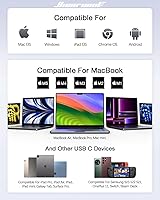 Vista 5 de Hiearcool - Adaptador HUB con USB C para MacBook Pro y Air (color carbón negro)