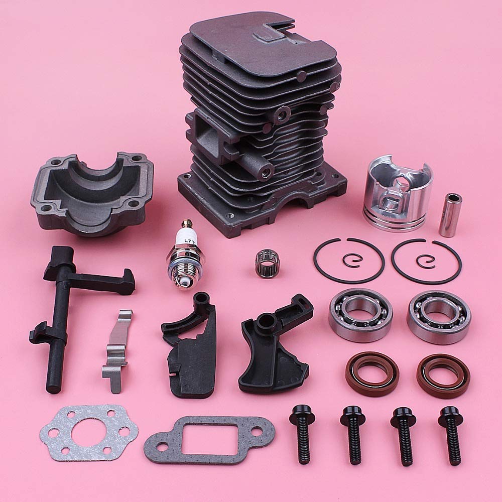 HAOHAO 38 mm Cilindro Kit de pistón Compatible with Stihl MS180 018 MS 180 Motosierra Pieza del Motor Pan cojinete de bancada del Sello de Aceite del gatillo de aceleración