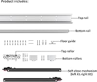 Vista 2 de DIYHD Herrajes para puerta corrediza oculta de granero de 38 pulgadas con mecanismo de cierre suave, sin riel de suelo, se ajusta a ancho