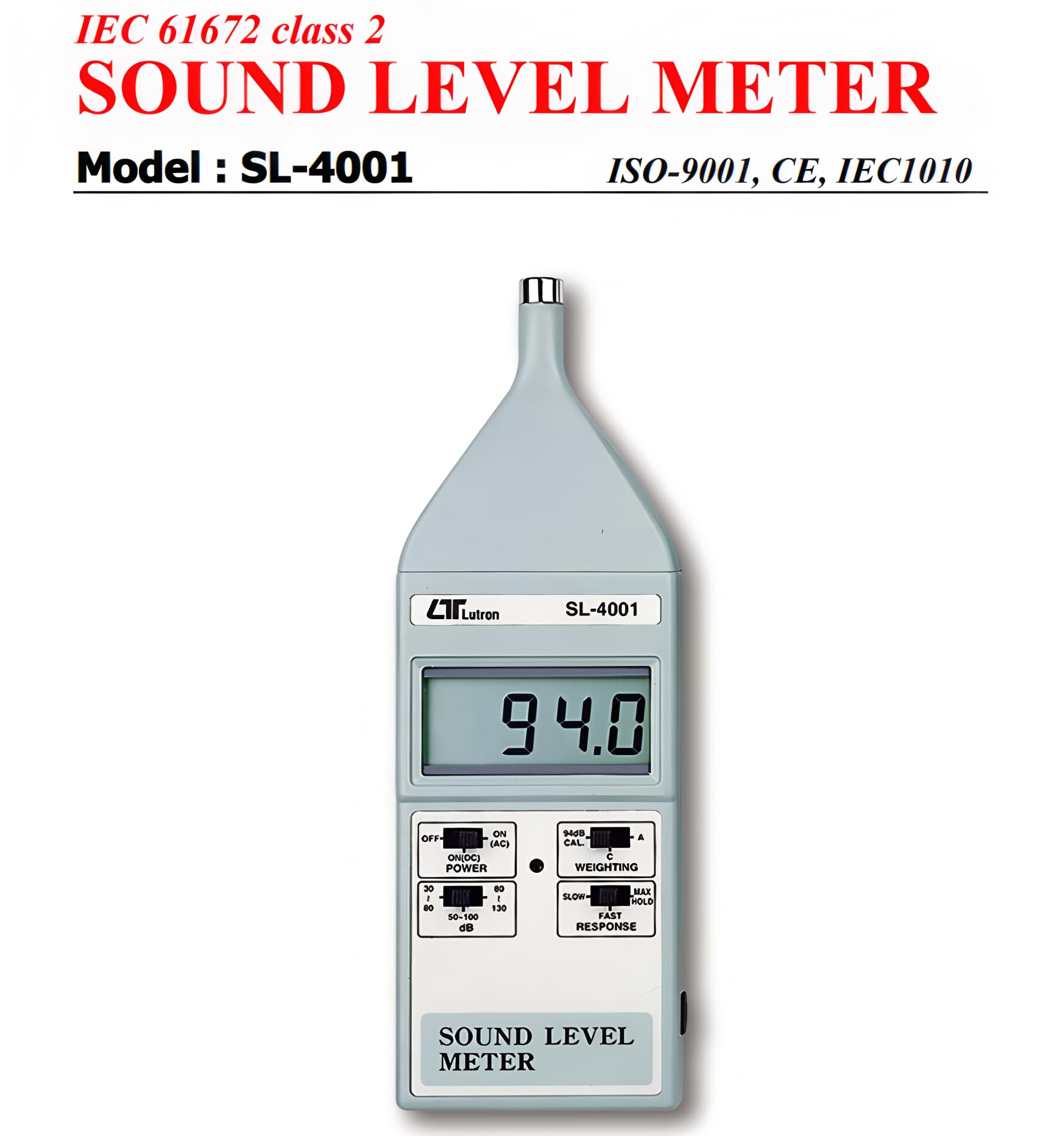 i-POOK IEC 61672 class 2 SOUND LEVEL METER SL-4001 30 to 130 dB Decibel Meter Tester Digital Noise Meter Sound Level Meter Sound Meter Volume Detector Sound Measuring Instrument made in Taiwan