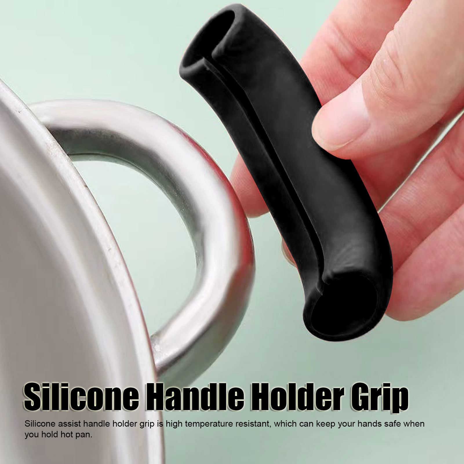 Dioche 2Pcs Silicone Assist Handle Holder Grip, Heat Non Slip Pot Grip Handle Sleeve, Easy Install with Cast Iron, Frying Pans, Skillets, and More (Black), Wholesale Business
