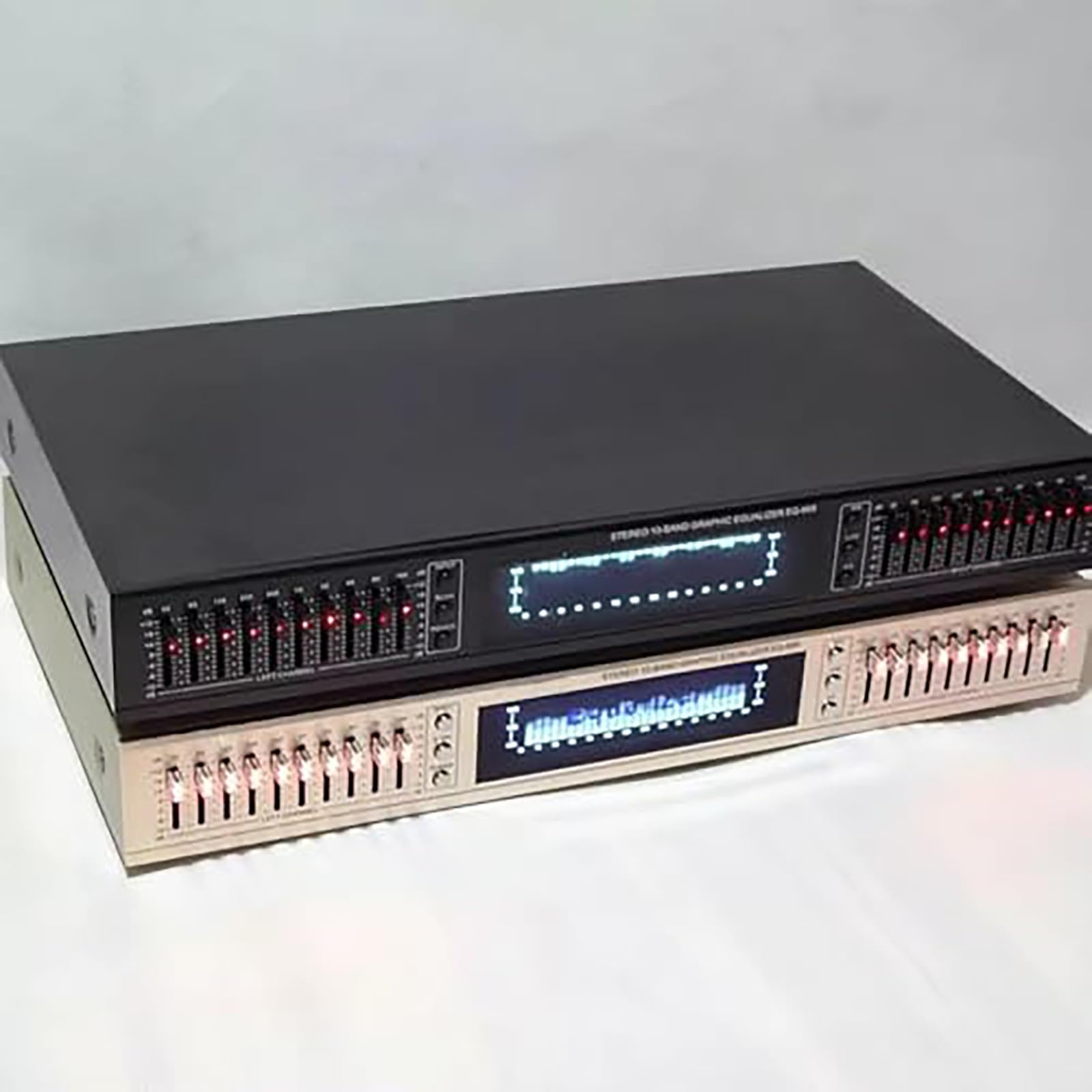 Ecualizador de Efectos gráficos Digitales, Esquema de Sonido Hi-Fi de 20 Bandas, con Control Remoto, Ajuste dinámico de Ritmo, Medios y Graves, para Estudio doméstico y grabación.(Black)