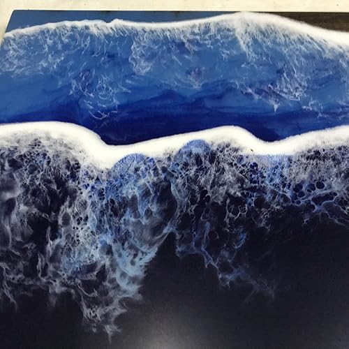 Miniatura 3 de Resina epoxi Decoración de borde natural Mesa de centro de extremo de madera Resina azul Extremo de río Artesanías hechas a mano Mesa Horquilla