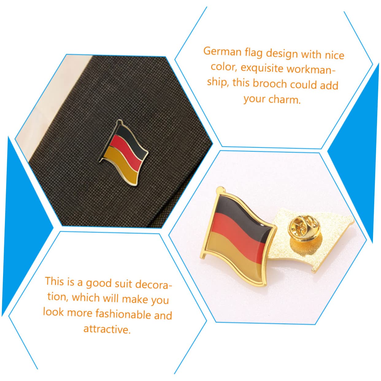 FOMIYES Deutschland Flagge Anstecknadel für Männer Metallbrosche mit Deutscher Fahne Dekorativer Pin für Anzüge Hüte Souvenir