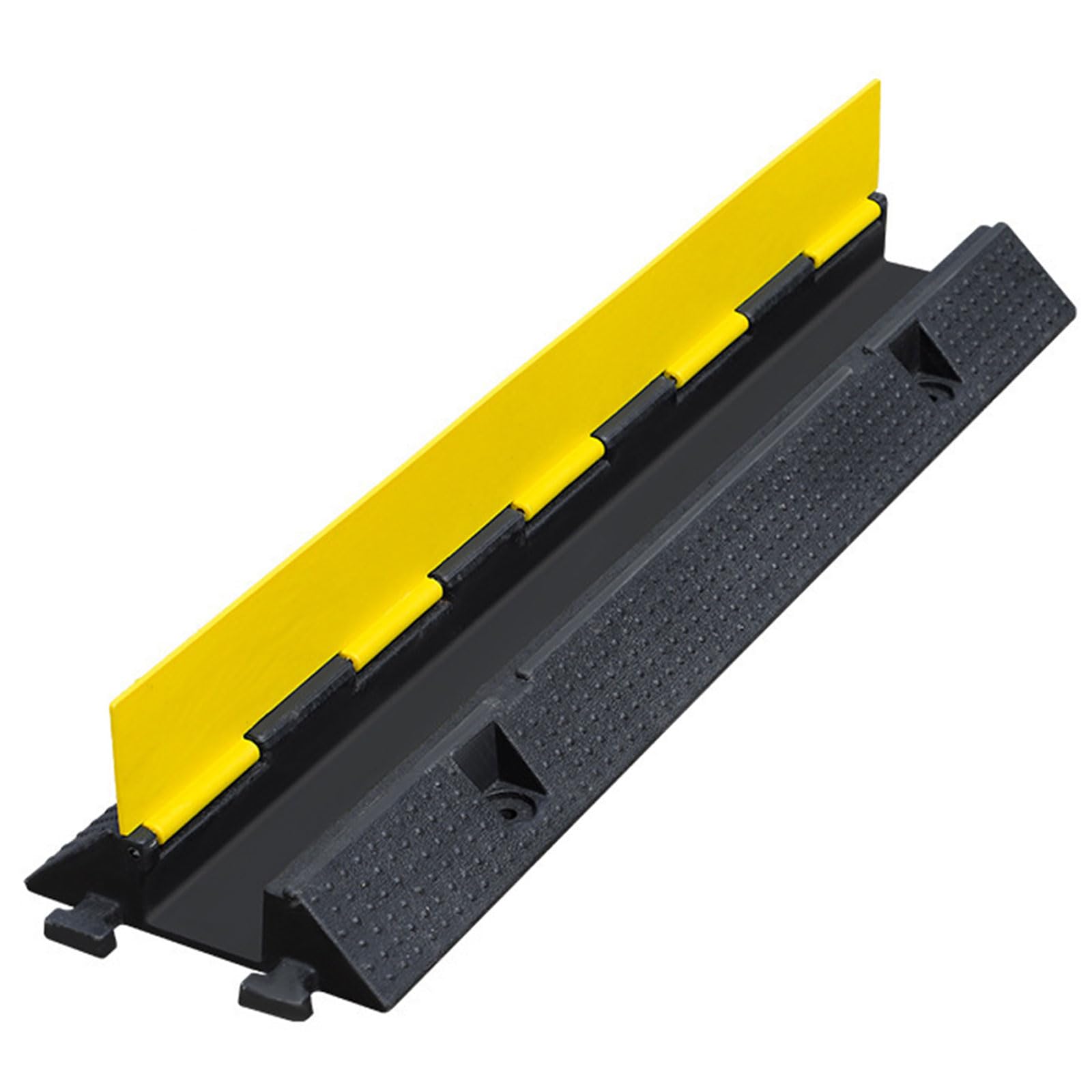 Rampe de protection de câble en caoutchouc robuste avec couvercle rabattable noir et jaune